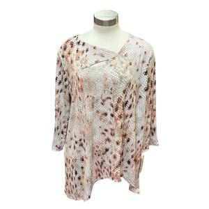 NWT Clara Sun Woo Womens Top Pink Taupe Snake Python Print Asymmetrical Sz. XL